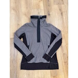 Lululemon Half Zip Pullover Womens 8 Grey Black Fleece Thumbhole Excellent